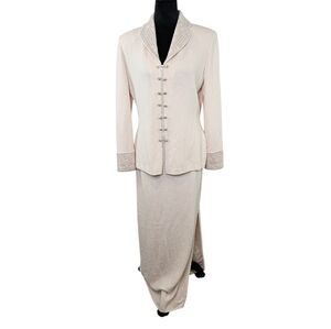 St John Evening Santana Knit Pearl Maxi Skirt 8